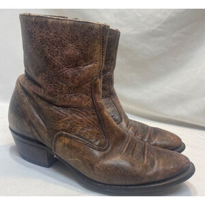Vintage Texas Womens Western side zip leather ankle cowboy boots 9D